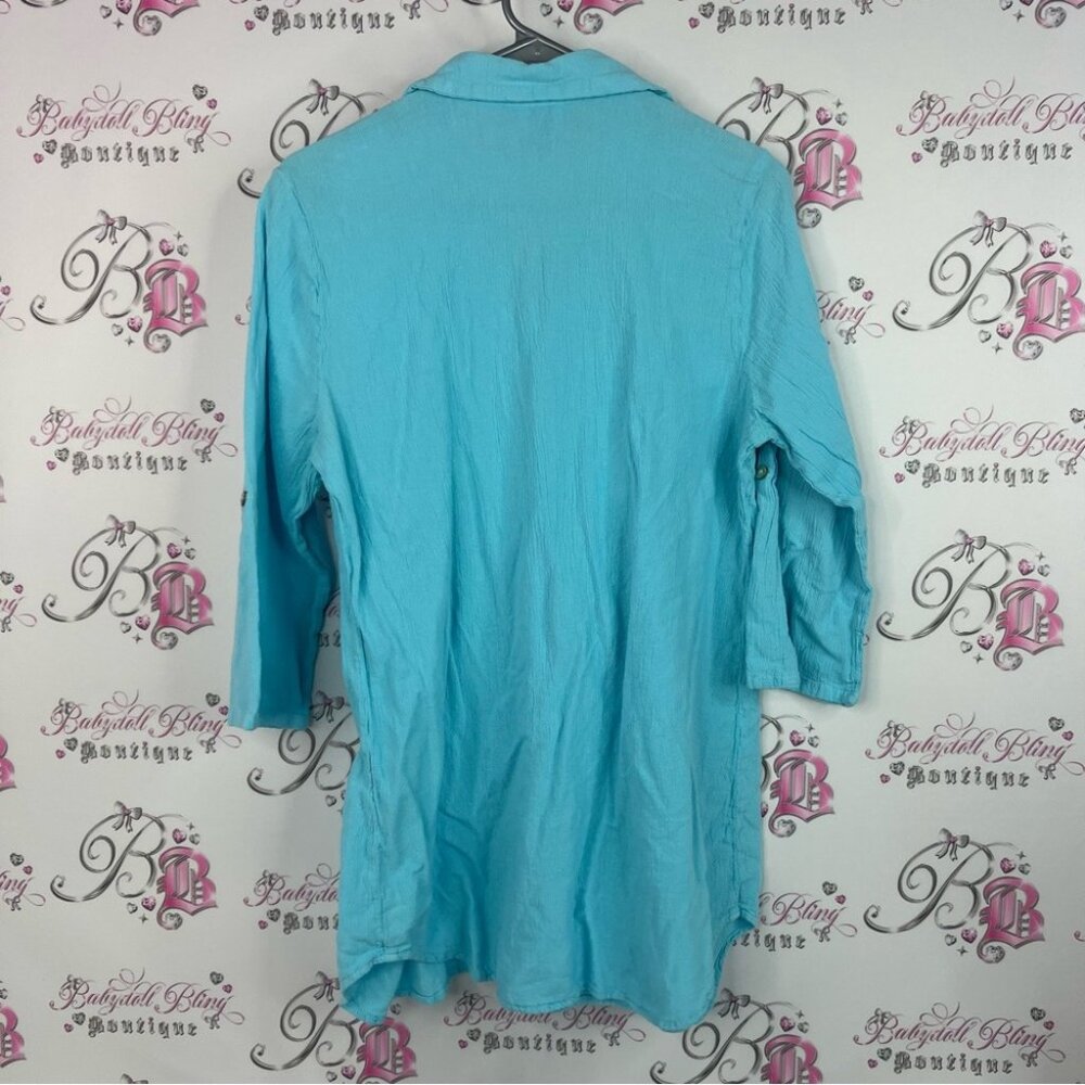 Dunes Button Down Beach Style Turquoise Elegant B… - image 4